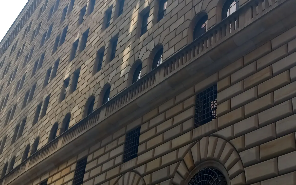 The Federal Reserve Bank of New York building in Manhattan