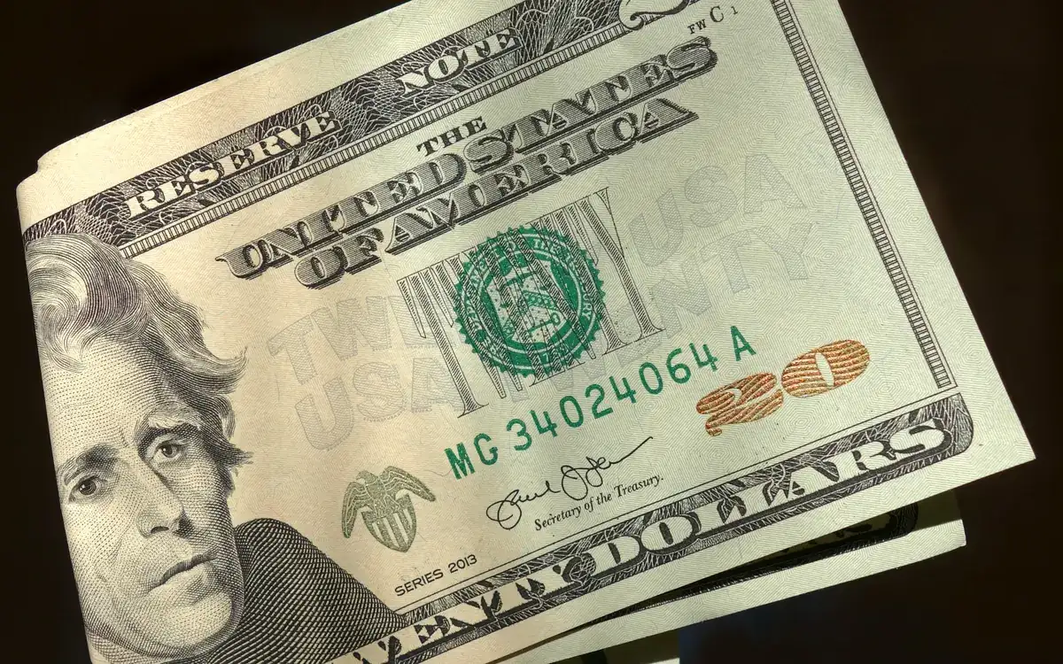 Folded US twenty-dollar banknotes (illustrative photo)