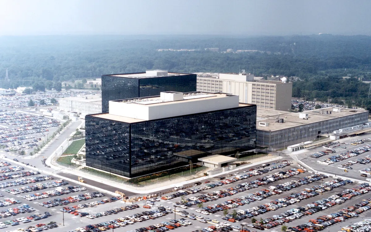 Aerial view of the National Security Agency headquarters at Fort Meade, Maryland