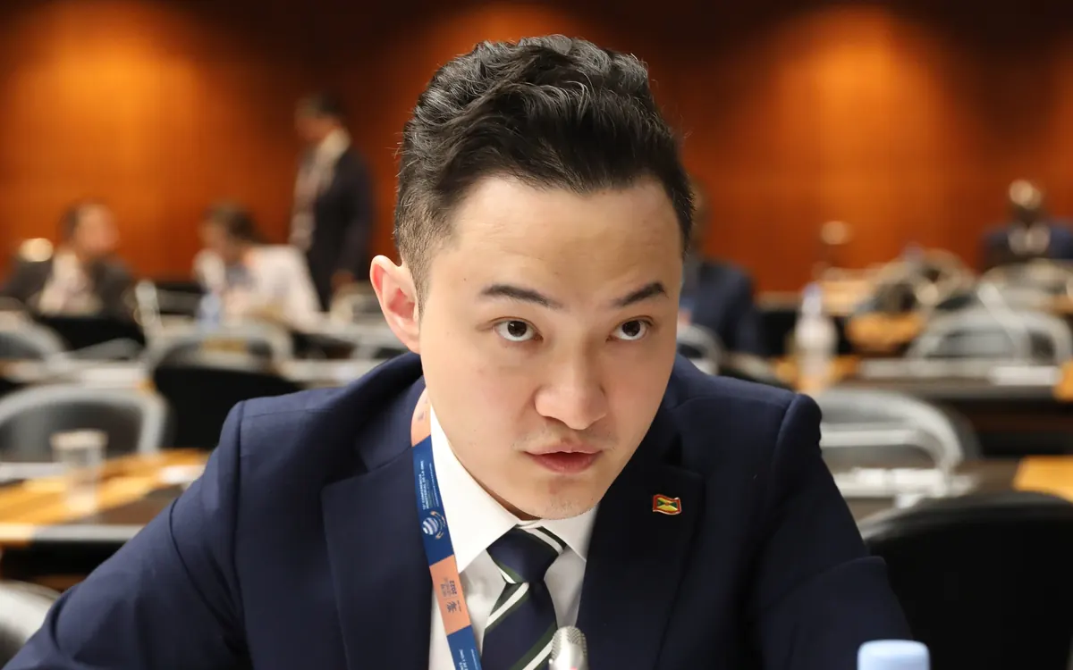 Justin Sun at the 12th WTO Ministerial Conference in Geneva, where he headed Grenada's delegation