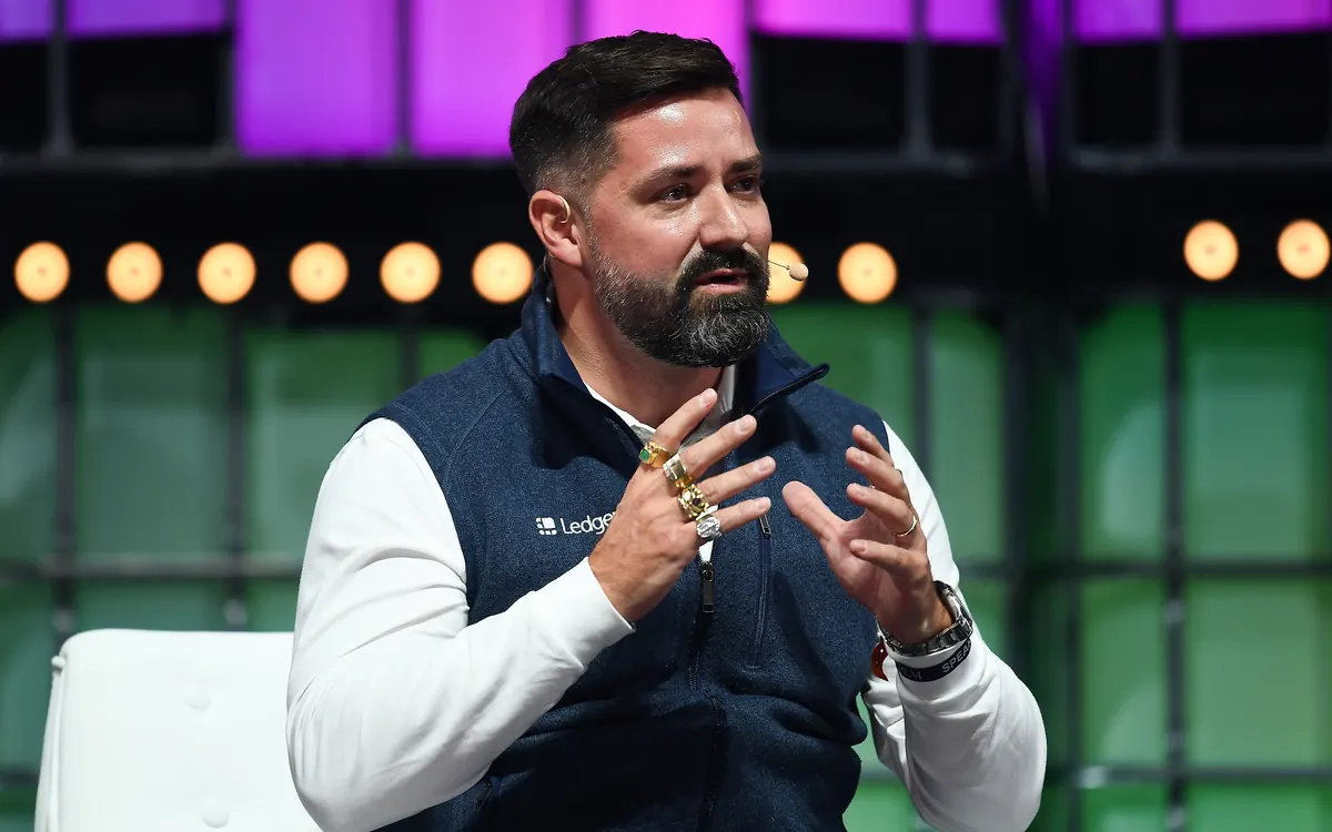 Ledger CEO Pascal Gauthier speaking on Centre Stage at Web Summit 2021 in Lisbon