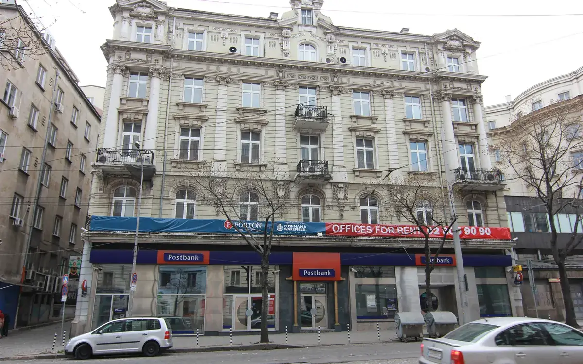 Postbank office in a historic building on Dondukov Boulevard in Sofia, Bulgaria