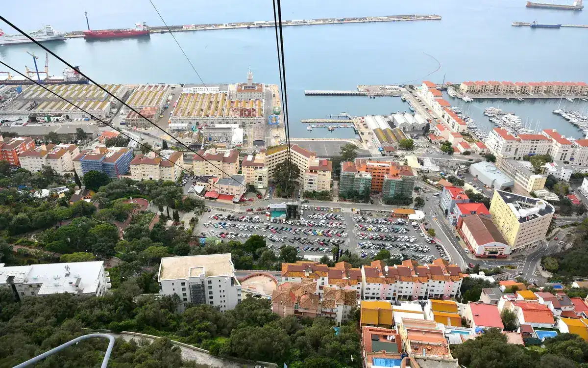 View over Gibraltar's town and harbour from the cable car on the Rock (illustrative photo)