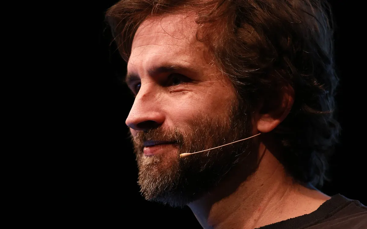 Zcash founder Zooko Wilcox-O'Hearn speaking on stage at a conference in 2017