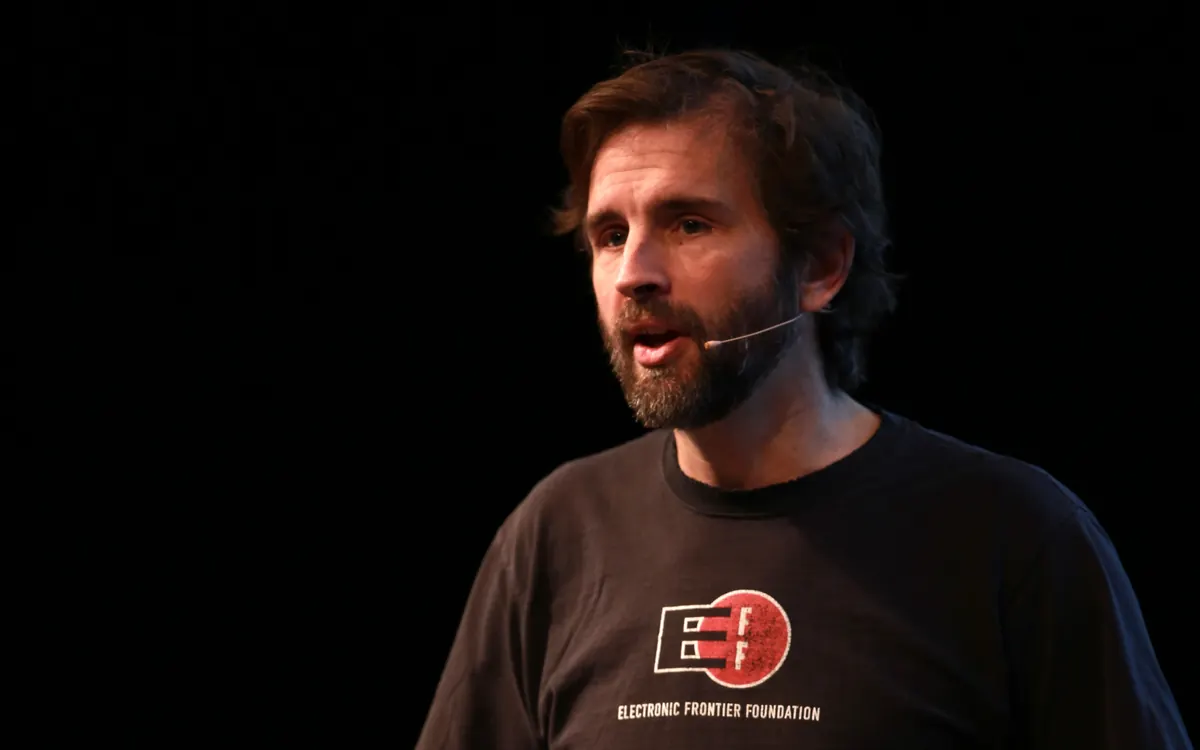 Zcash co-founder Zooko Wilcox-O'Hearn speaking on stage (illustrative photo)